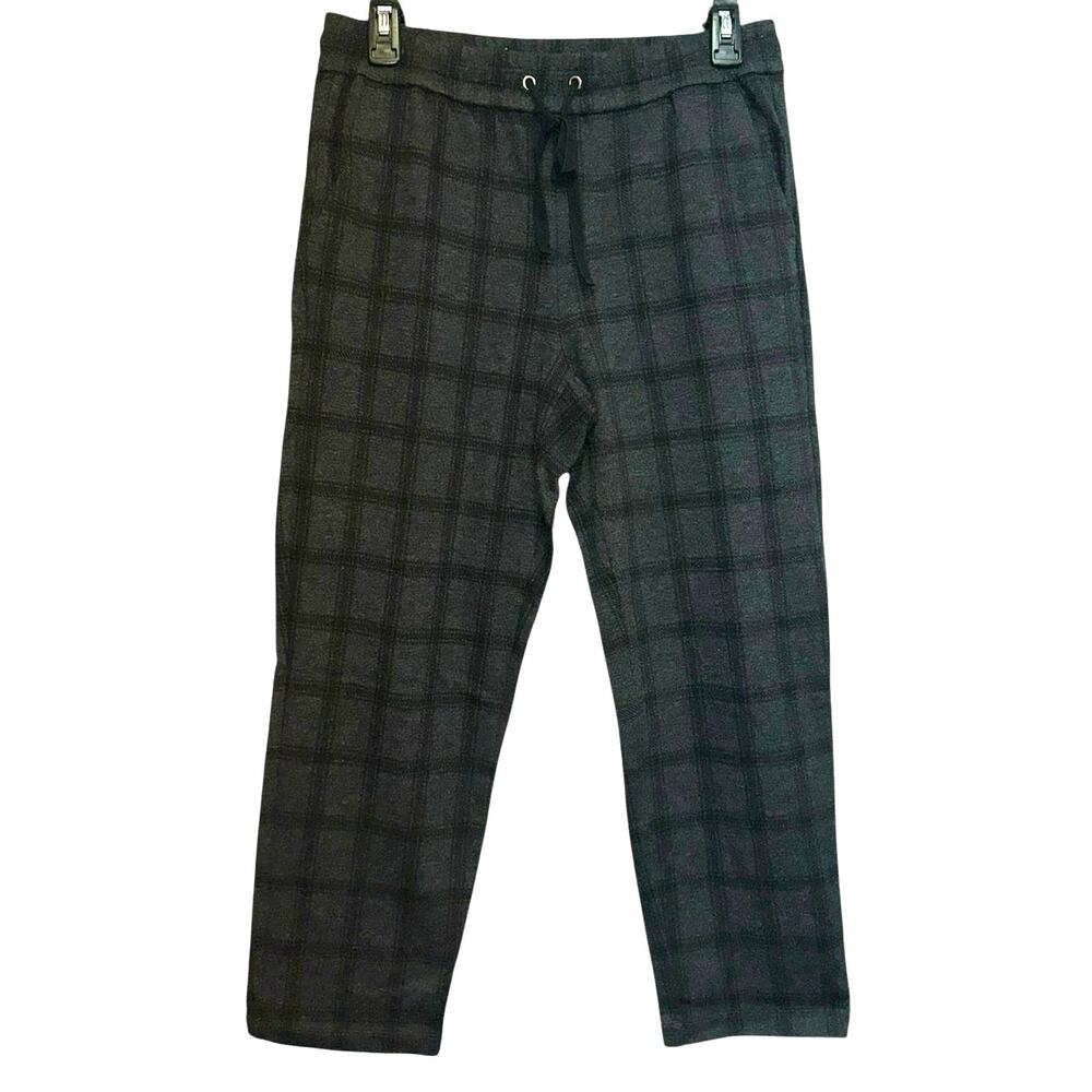 LOFT Petite Black Plaid‎ Pull-On Pants Small P Dark Academia Cozy